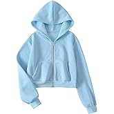SHENHE Women's Casual Zip Up Hoodie Long Sleeve Drop Shoulder Fall Tops Crop Hoodies Sweatshirts with Pockets