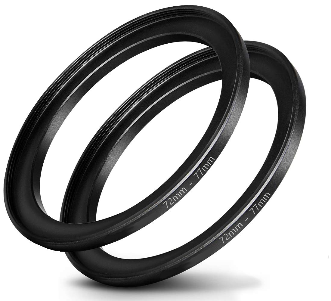 72mm-77mm Step Up Ring [ 72mm Lens to 77mm Filter ], FANZR Camera Lens Filter Adapter Ring Lens, Premium Aluminum (2 Pack)