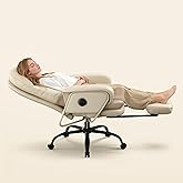 FLEXISPOT Tumbona 2 en 1 para interiores con ruedas, reposapiés reclinable de 90-165°, sillas de oficina en casa para sala de