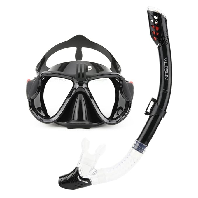 VILISUN Schnorchel-Set für Kinder und Erwachsene, Wide View Tauchmaske Anti-Fog Anti-Leck, trocken Schnorchel mit weichen Mun