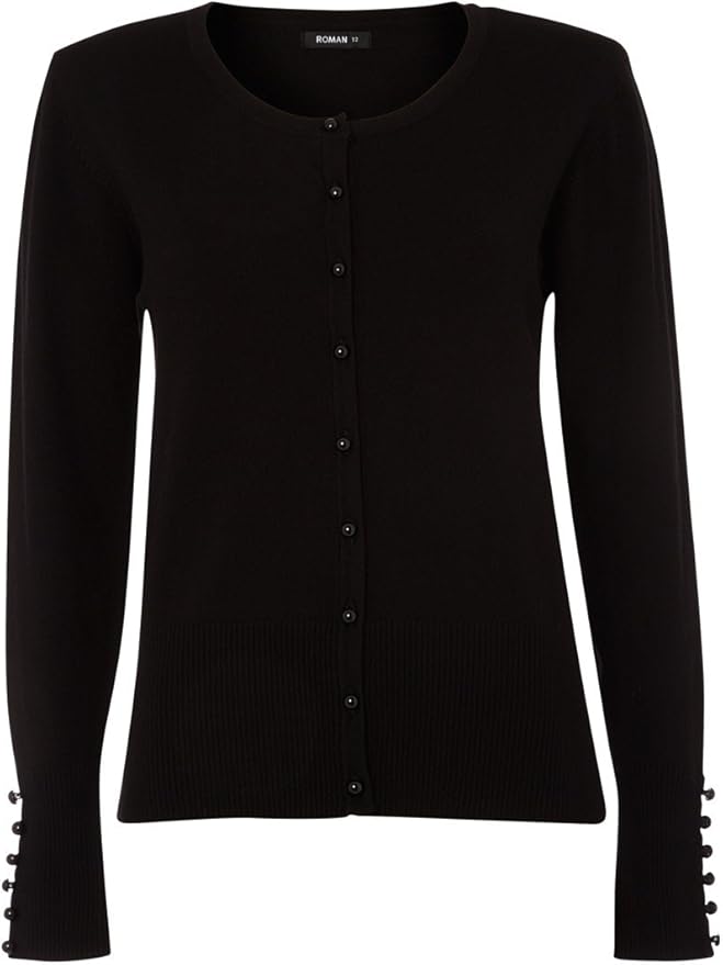 Roman Women's Plain Button Detail Cardigan Black Size 22 Amazon.co.uk