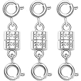 S925 Sterling Silver Magnetic Necklace Clasps and Closures,Magnetic Necklace Clasp for Jewelry Making Supplies (3silvery)