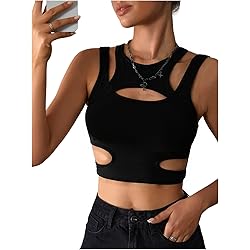 CYCLAMEN Women's Buckle Tank Tops Sleeveless Tube Crop Cami Tops
