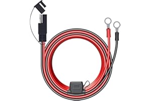 LEICESTERCN 6FT 12V Ring Terminal SAE to O Ring Connecters Extension Cord Cable Connector for Battery Charger/Maintainer
