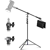 NEEWER Air Cushioned Aluminum Light Stand, 9.8ft/3m Adjustable Photography Stand with Boom Arm, Counterweight, Sandbag, 1/4" 