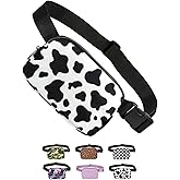 Tapp Collections Unisex Mini Crossbody Belt Bag with Adjustable Strap Small Waist Pouch for Workout Running Traveling Hiking - A Pattern/Cow Black & White