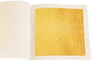 KINNO 24K Edible Gold Leaf Sheets, 3.15" x 3.15" 10 PCS Yellow Real Gold Loose Foil for Cake Baking, Makeup, SPA, Gilding, Drink Decorations,Skincare