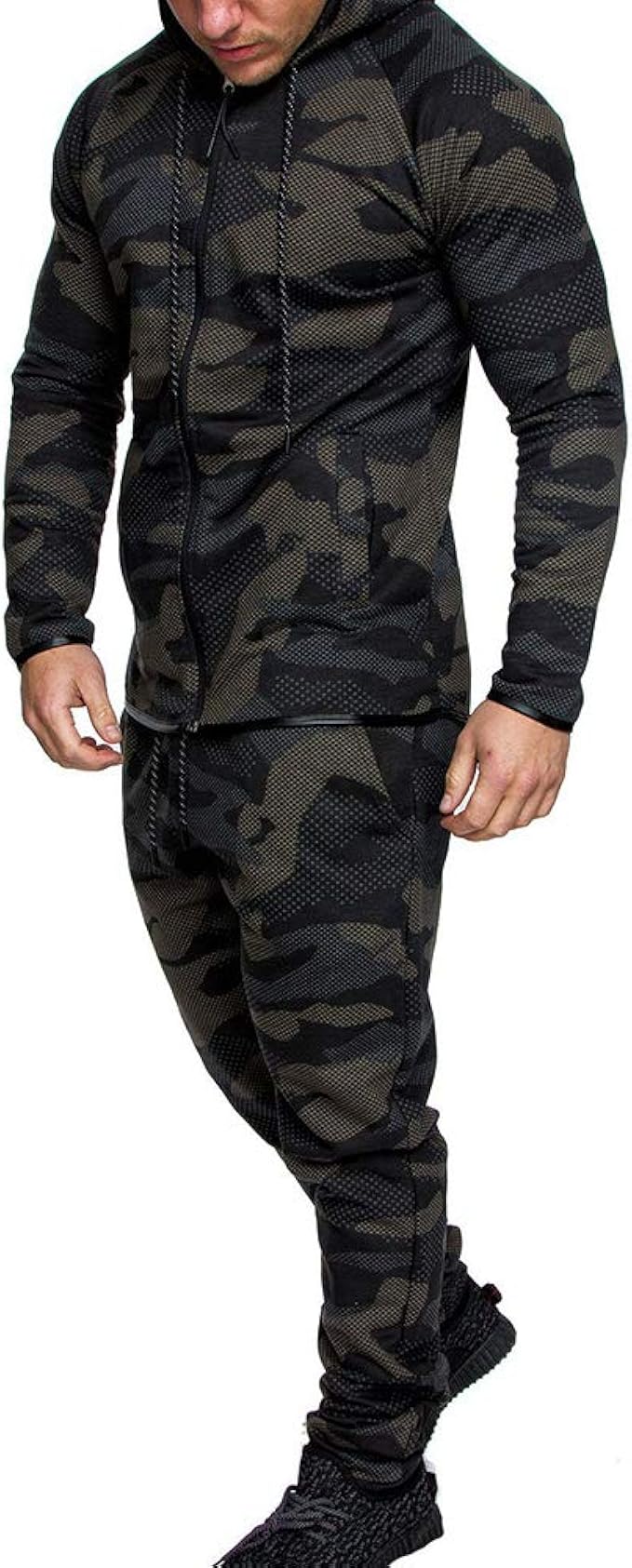 Mens Camouflage Tracksuits Set with Pockets, Morbuy Casual Long Sleeve