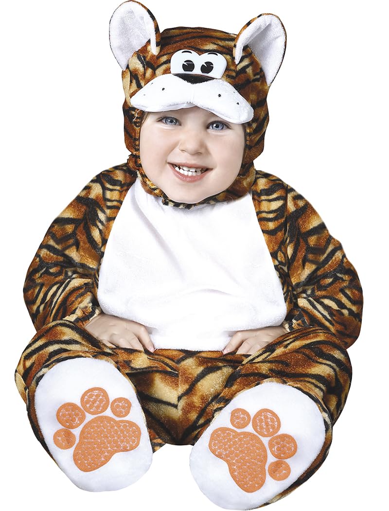 FIESTAS GUIRCA | Baby Tiger Fancy Dress Costume (18-24 Months) - Hood, Jumpsuit and Feet - Animal Costumes for Halloween, Carnival and Fancy Dress Parties - Ideal for Unisex Babies - Brown and White