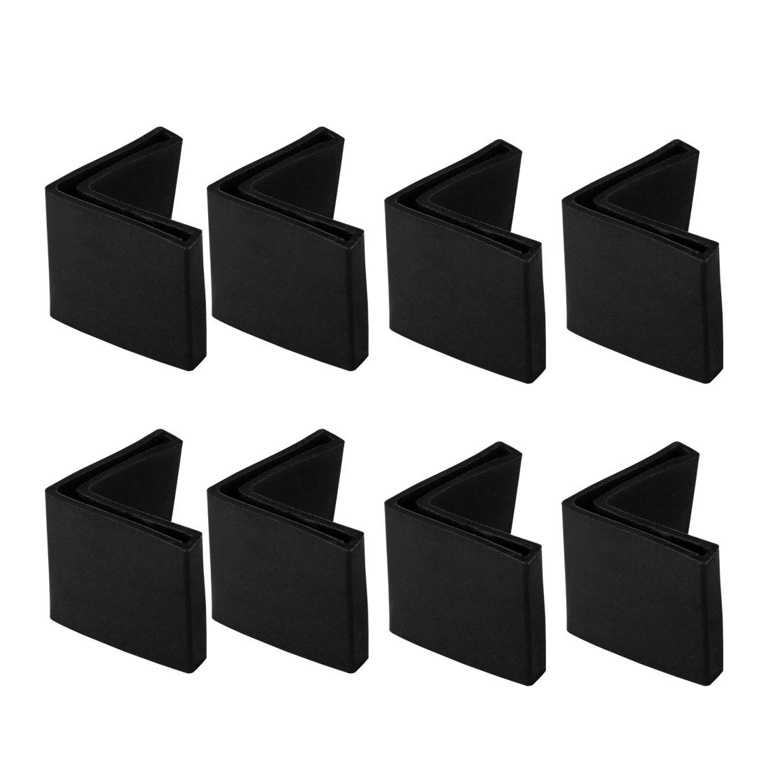 sourcing map 25mm x 25mm Angle Iron Foot Pads L Shaped PVC Furniture Leg Caps End Covers Floor Protector Black 8 Pcs