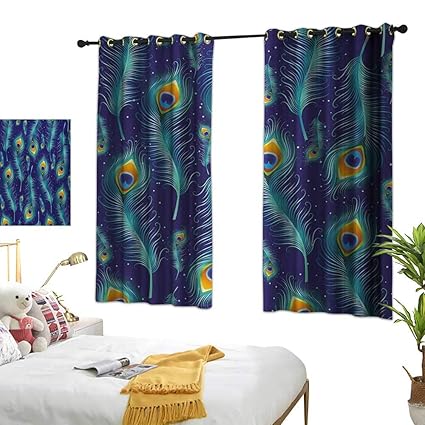 Amazon Com Peacock Decor Curtains By Graphic Peacock Bird