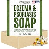 Eczema Soap Bar for Face and Body – All Natural Dermatitis, Psoriasis Treatment for Dry Itchy Sensitive Skin Relief – Gentle Detoxifying, Healing, Anti-Itch, Oatmeal Goat Milk Wash for Kids, & Adults