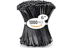 ALBO Black Zip Ties 6 Inch Plastic Cable Ties 1000 Pack Tie Wraps 40lb UV Resistant Small Nylon Wire Ties