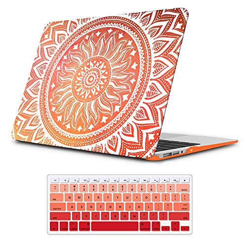 iLeadon MacBook Pro 15 Inch Case with Retina Display 2012-2015 Release Model A1398 Rubberized Hard Shell Cover+Keyboard Cover for MacBook Pro 15" Retina Non CD ROM, Orange Mandala