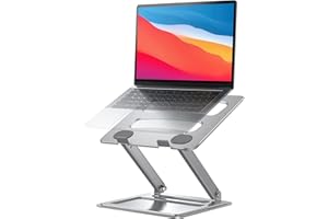LORYERGO Laptop Stand for Desk, Adjustable & Foldable Laptop Riser for 10-15.6 Inch Laptops, Computer Stand for MacBook/Notebook, Portable Ergonomic Holder Up to 17.6lbs - Silver