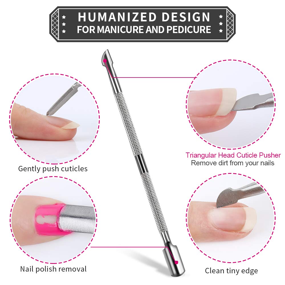 4 PCS Cuticle Pusher and Cutter Set, FANDAMEI Dead Skin Nail Cleaner Tools, Professional Stainless Steel Cuticle Remover, Durable Pedicure Manicure Tools: Beauty