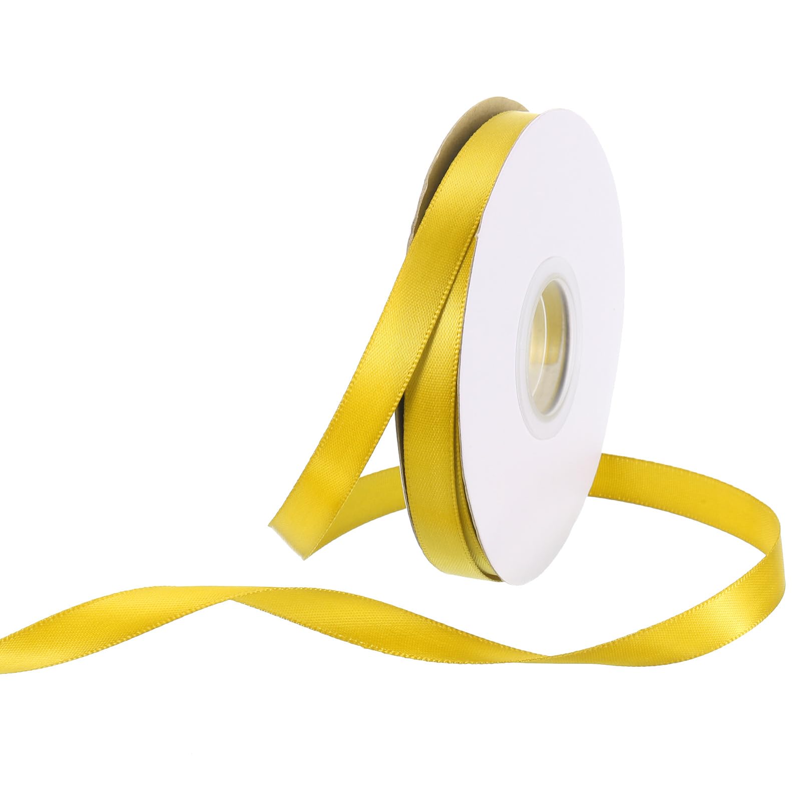 Rebower 25 Yard/75ft Satin Ribbon Thick Double Face Grosgrain Silk Ribbon, [for Gift Wrapping, Hair Bows, Wedding, Cake, Flower] - 3/8"(10mm)/Olive Yellow