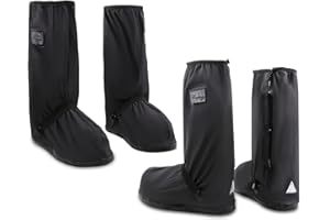 MAGICDESIGN 2 Pair Black Waterproof Shoes Covers, Motorcycle rain Gear for Men, Anti- Snow Rain Boot Covers with Reflector, Suitable for Gardening, Motorcycle, Cycling, Raining Day.