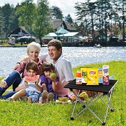 Sfee Folding Camping Table - Portable Ultralight Aluminum Camp Table Lightweight Compact Roll Up Picnic Table for Picnic Outdoor Hiking BBQ Camping Kitchen Fishing Beach with Carry Bag (Silver)