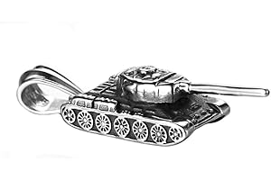PAMTIER Men's Stainless Steel 3D Tank Pendant Antiqued Charm Army Necklace with 22 inch Chain