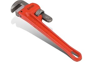 DNA MOTORING TOOLS-00077 Pipe Wrench - 1-3/4 in. Jaw Opening Steel Wrench w/Non-Slip Handle, Durable Enamel Finish
