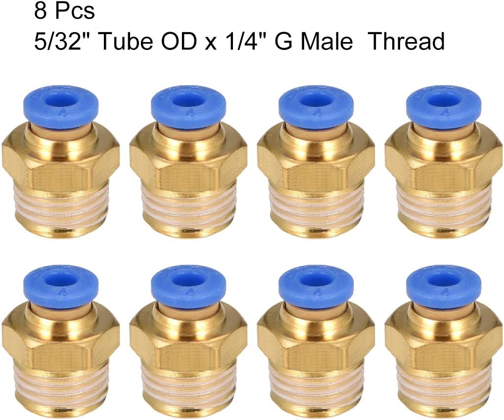 sourcing map Straight Pneumatic Push to Quick Connect Fittings G1/4 Male x 4mm Tube OD 8pcs, Gold, G1/4 x 4mm - Image 4