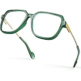 VISOONE Oversized Blue Light Blocking Glasses with Chic Square TR90 Frame and Metal Temple for Women Men Ryan