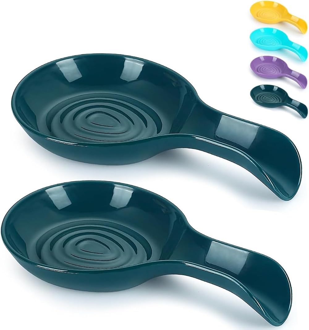 Kyraton Spoon Rest 2 Pack, Plastic Utensil Holder, Dishwasher Safe