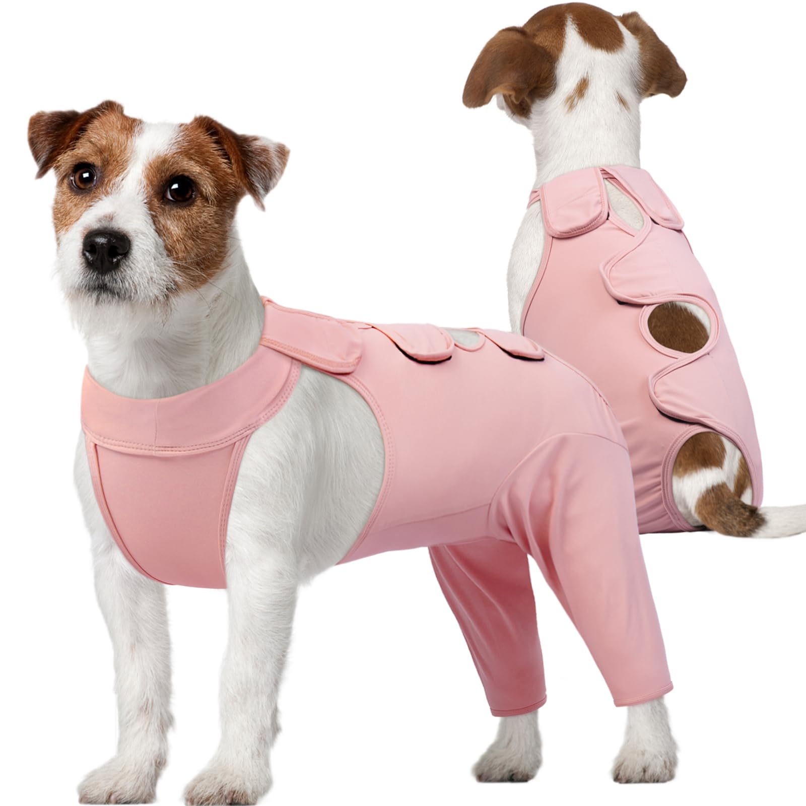 Photo 1 of Kuoser Dog Surgery Recovery Suit for Rear Legs, Thigh Wound Protective Sleeve for Dogs, Dog Recovery Sleeve for Female Male Dogs, Dog Onesie After Surgery Pet Surgical Suit for Spay Neuter, Pink S