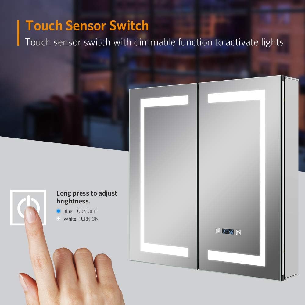 Quavikey® LED Bathroom Mirror Cabinet with Shaver Socket and Defogger for Bathroom,Living room - Image 5