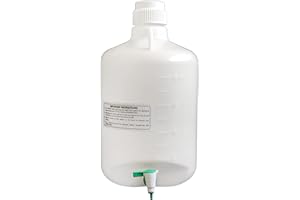 EISCO Carboy Bottle with Stopcock, 20 Liter Capacity, White Premium Polypropylene with 2 Handles Labs