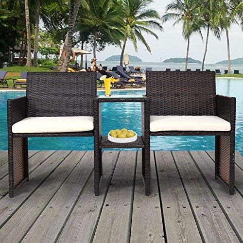 Tangkula Outdoor Furniture Set Paito Conversation Set with Removable