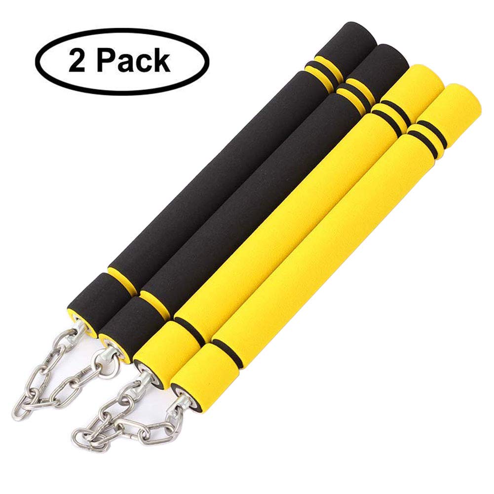 Hilmocho 2 Pack Nunchucks Martial Arts Foam Training Nunchucks Practice Nunchakus with Steel Swivel Chain