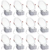 Linluxstar 12 Pack 6 Inch Ultra-Thin LED Recessed Ceiling Light with Junction Box,6000K Daylight Deluxe Can Lights,12W 110W Eqv,Canless Wafer Slim Panel Downlight,1080LM Led Lights.