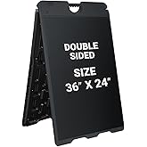 Jumbl Outdoor A-Frame Sandwich Signboard 24” x 36” Display Surface – w/PVC Sign Protector & Sand Fill Holes – Duel Display Signage Stand for Storefront Sidewalk Curb (Black)