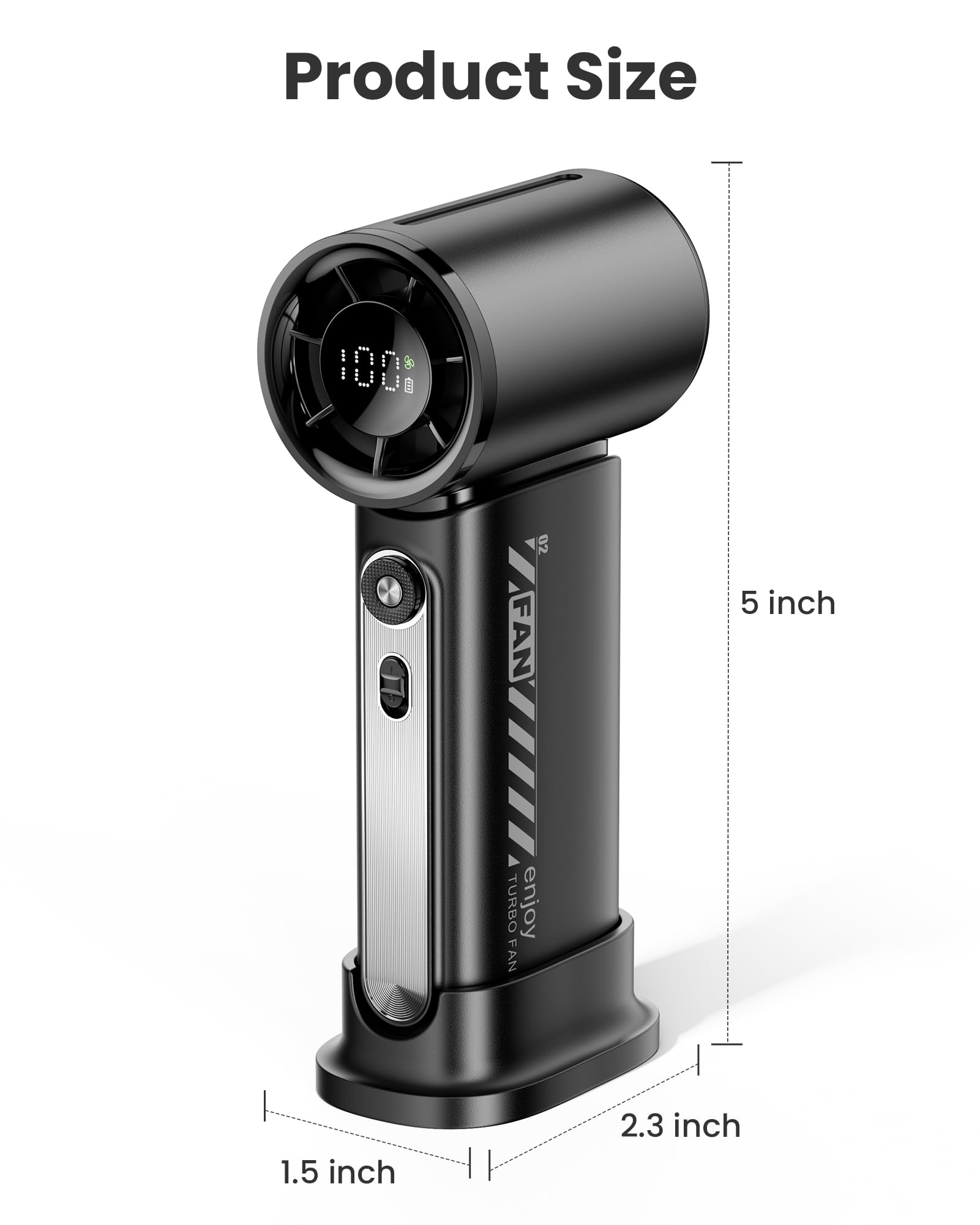 Koonie 19000 RPM High Speed Portable Handheld Fan,100 Speeds Mini Turbo Fan, 3600mAh, 12H Max Cooling Time, Digital Display, 5