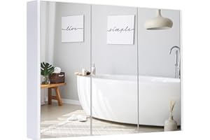 GLACER Large Mirrored Medicine Cabinet, Bathroom Wall Mounted Storage Cabinet with Triple Mirrored Doors and Adjustable Shelv
