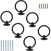Luomorgo 6 Pcs Matte Black Ring Pull Handle Knobs | Modern Dresser Drawer Pulls, for Kitchen Cabinet Cupboard Chest, Metal Drawer Drop Ring Pulls