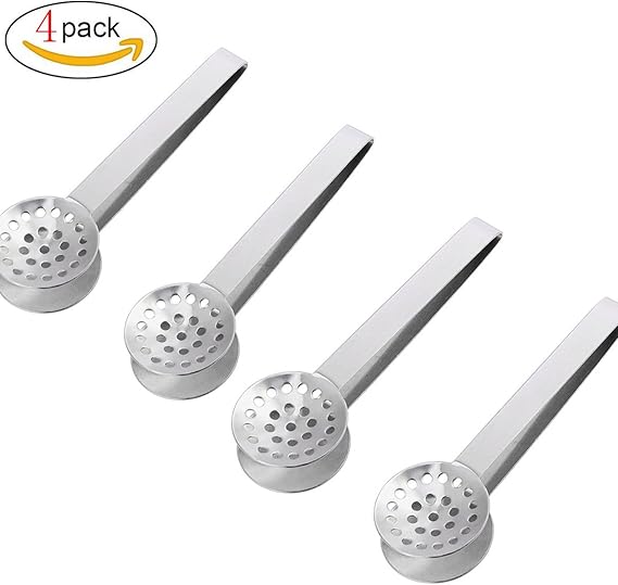 Tea Squeezer 4 Pack Stainless Steel Tea Bag Strainer Tea Bag Spoon Tongs Tea Bag Holder Grip