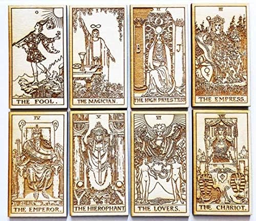 LumEngrave Wood Engraved Tarot Card Deck Rider Waite Collectible 78 Wooden Card Set Major & Minor Arcana Tarot Cards Occult Gift Astrology Gift (Full Deck (78))