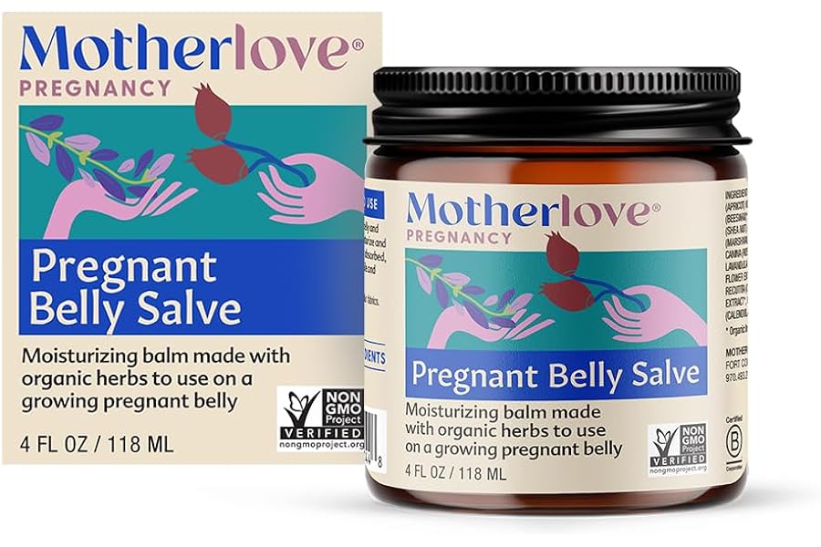 Motherlove Pregnant Belly Salve (4 oz) Moisturizing Balm to Use on Growing Belly—Non-GMO & Organic Herbs