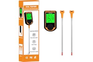 SOILPHU Soil Moisture Meter, 4-in-1 Soil pH Tester with Digital Plant Temperature, Light, Soil Moisture, pH Meter, and Backlight LCD Display - Plant Water Meter for Gardening, Farming, Lawn and Outdoor