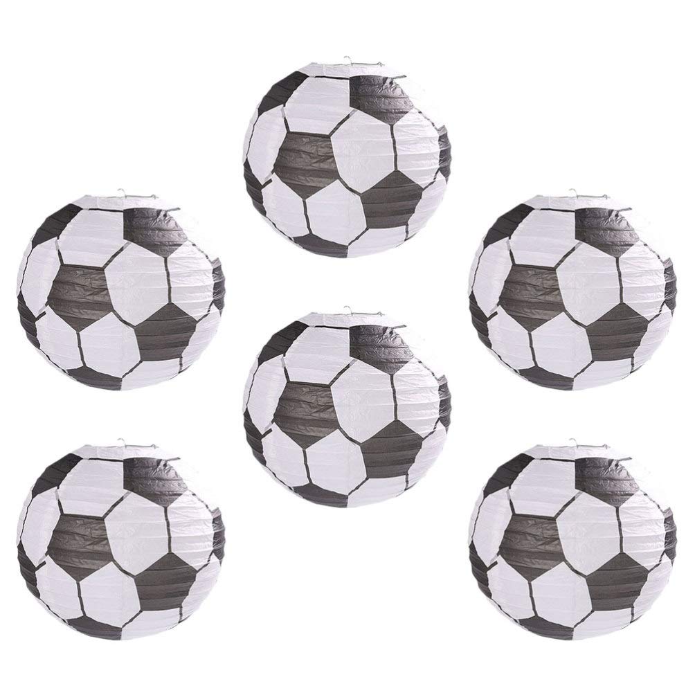 Football Theme Party Decorations, 6Pcs Soccer Ball Sports Football Paper Fans Ceiling Hanging Lantern Decoration for Kids Birthday Sports Theme Bar Soccer Game Party Favor