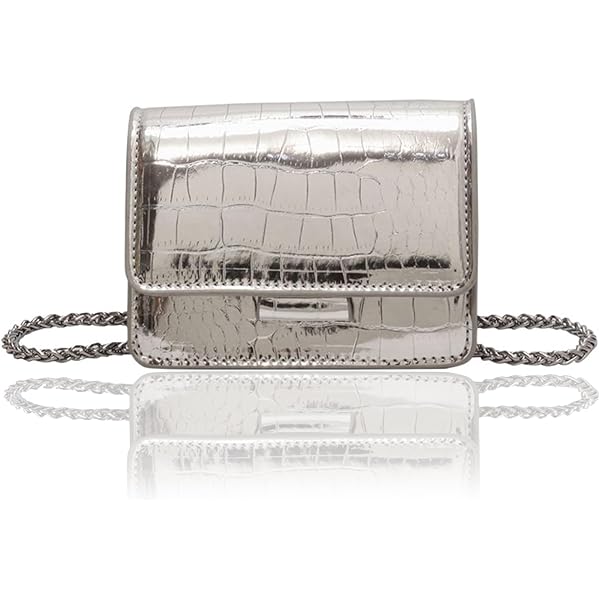 GORGLITTER Women's Silver Mini Crossbody Purse Metallic Y2K