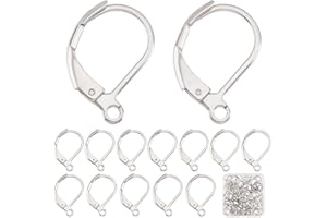 SUNNYCLUE 1 Box 100Pcs Leverback Earring Hooks 304 Stainless Steel Earwires Earrings Hook Bulk with Loop Leverbacks Ear Lever