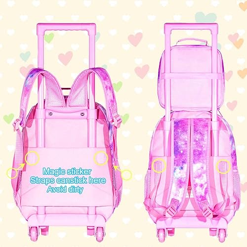gxtvo Rolling Backpack for Girls, Roller Wheels Kids Bookbag