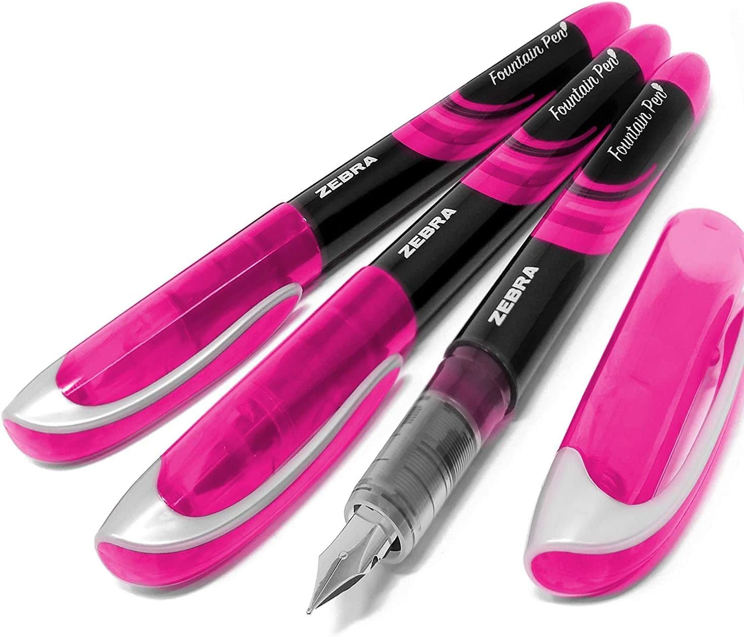 Zebra Fuente - Disposable Fountain Pen - Pink Ink (Pack of 3)
