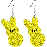 Dreuyet Easter Earrings Cute Bunny Acrylic Earrings Colorful Egg Bunny Carrot Happy Easter Drop Ear-rings for Women Holiday Jewelry Accessories