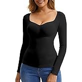 ciksob Tummy Control Shaperwear Tank Top for Women Long Sleeve Square V Neck Shirts Compression Tops Slimming Body Shaper