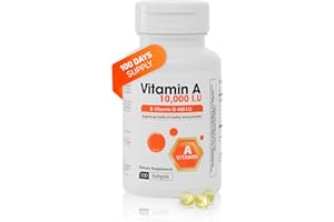 NUTRA NUTRITION Nutra Vitamin A 10,000 IU & Vitamin D3 400 IU – High Potency Softgel Supplement – 100 Softgels – 100-Day Supply – Daily A & D Formula with Retinyl Palmitate & Cholecalciferol